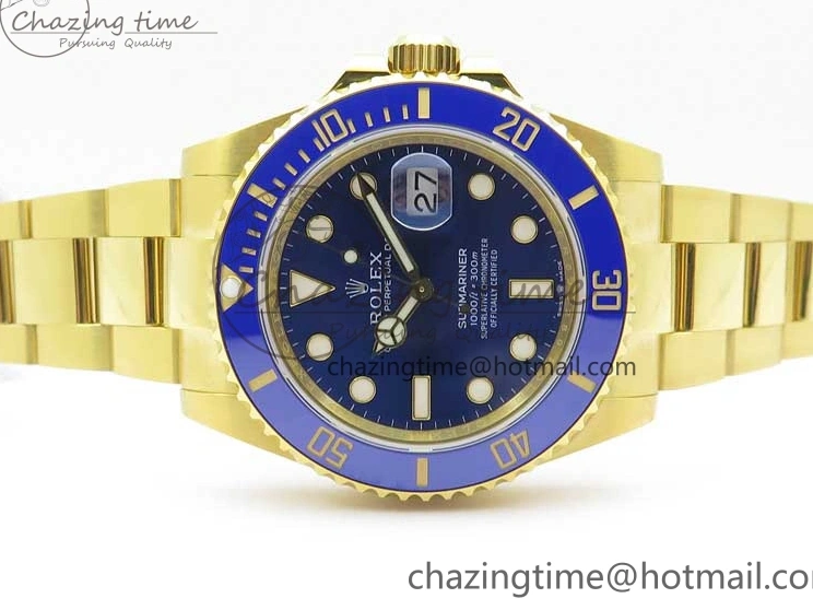 MiroTime 1223 Unisex Submariner 41mm 126618 LB YG EWF Blue Dial on YG Bracelet A 2615